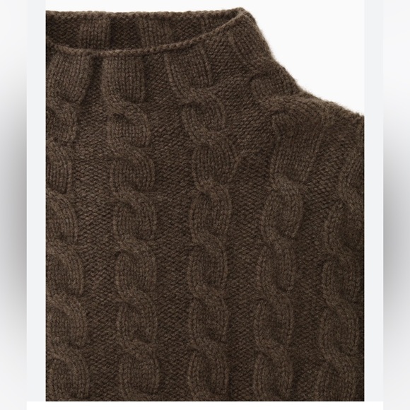 COS Cable-knit turtleneck sweater, NWOT, Dark Brown, size S - Picture 2 of 8